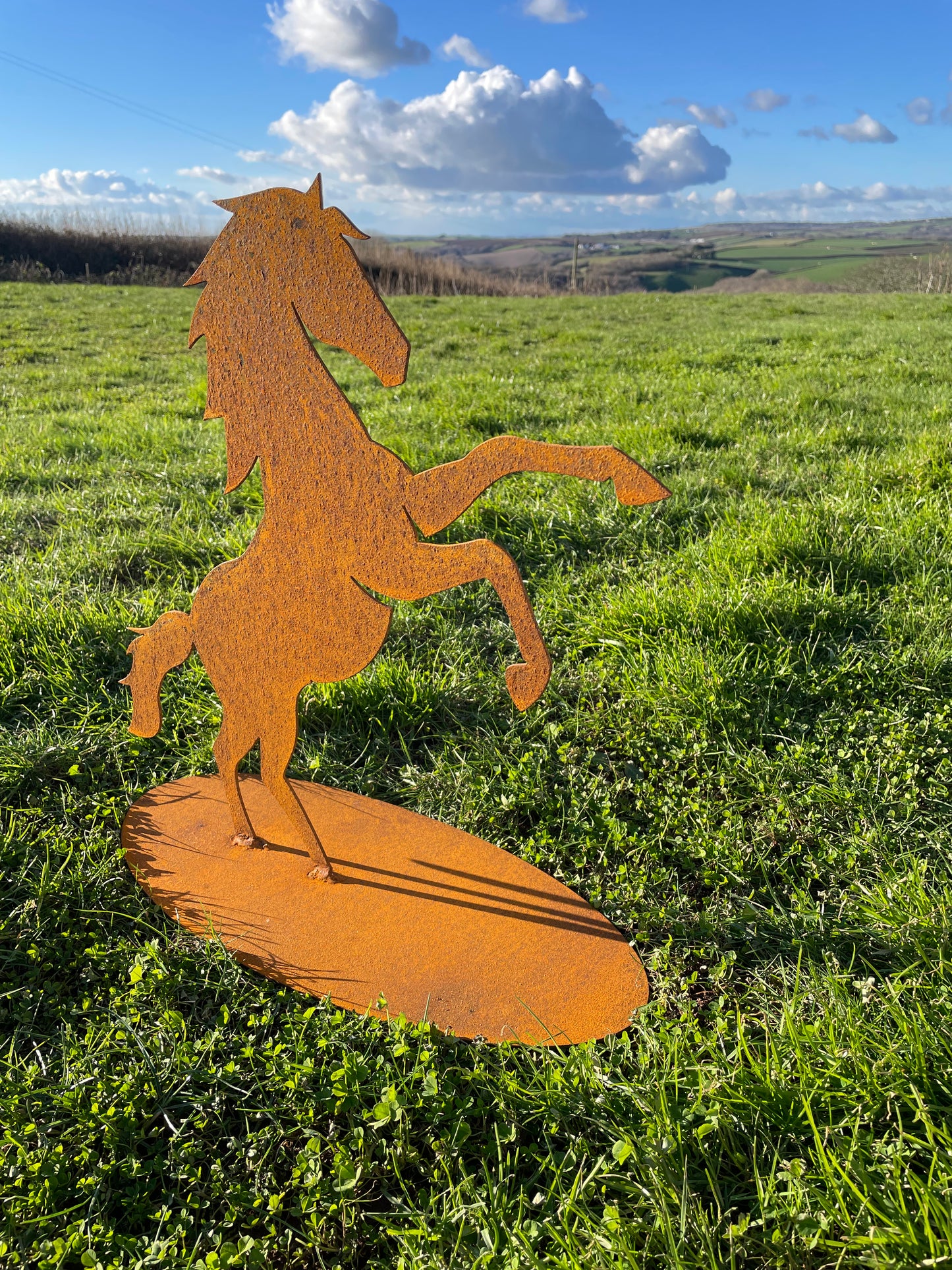 Rusty Corten steel Horse silhouette garden decoration